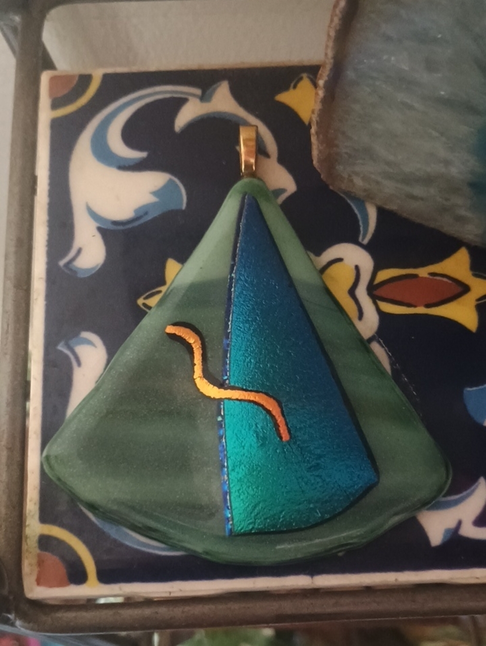 Green And Teal Glass Statement Pendant